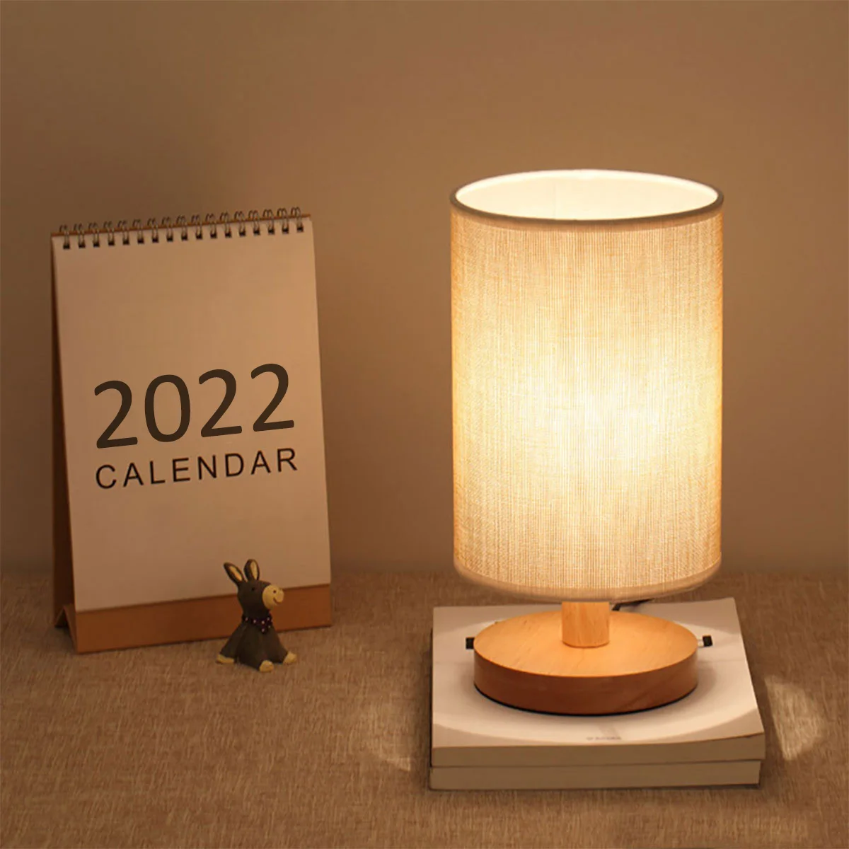 Usb lâmpada de cabeceira luzes da noite lâmpada de mesa para o quarto lâmpada de mesa de madeira luz da noite com cilindro sombra da lâmpada decoração da sua casa