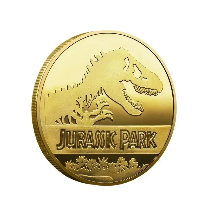 Moneda de recuerdo, réplica de monedas conmemorativas, insignias de medallón, monedas de dinosaurios del Parque Jurásico