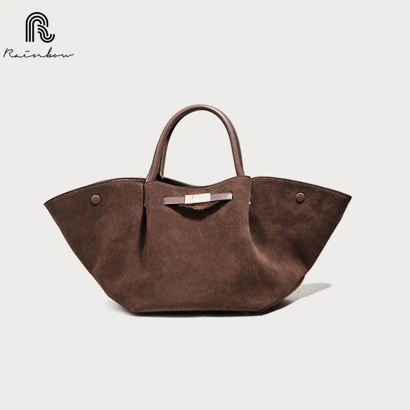 RAINBOW suede leather Large Capacity Brand Design Women's Shoulder Bag Luxury Solid High-end Shopping Fashion Ladies Handbag