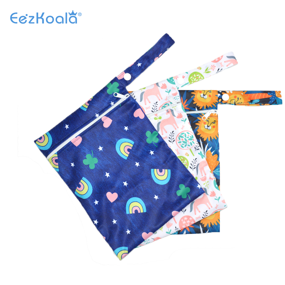 Eezkoala-ジッパー付きベビーおむつバッグ,防水おむつバッグ,ミニウェットおよびドライ,トラベル,アウトドアベビーカー,収納バッグ,18x25cm