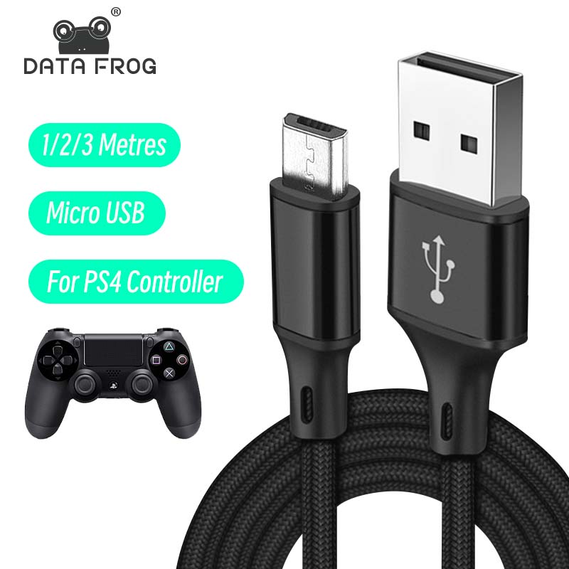 DATA FROG 1M 2M 3M Cabo de dados de carregamento para controlador PS4 Cabo carregador USB para PS4 Gampad Joystick Acessórios de jogo