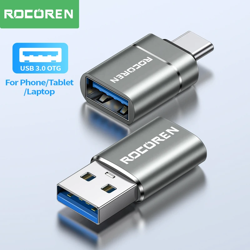 Rocoren USB tipo C OTG adaptador USB C macho a USB 3,0 hembra convertidores de Cable para Macbook Samsung S22 S20 Xiaomi 5Gbps tipo c OTG
