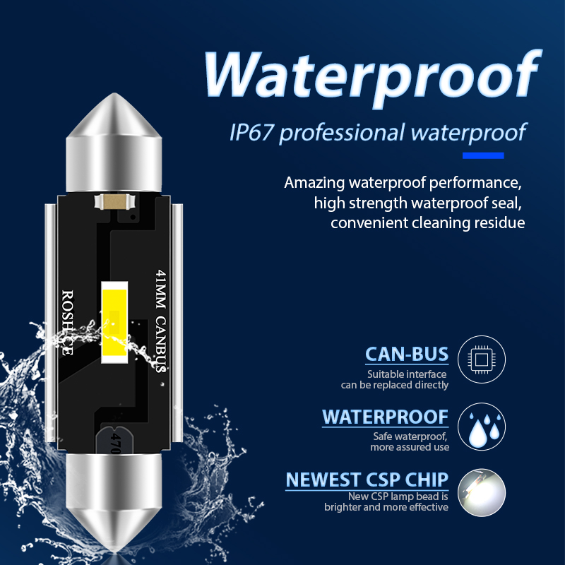 1X C5W C10W LED 31mm 36mm 39mm 41mm Festoon Dome Light Super Bright CSP 1860 Led Auto Reading Lamp License Plate Light 12V White