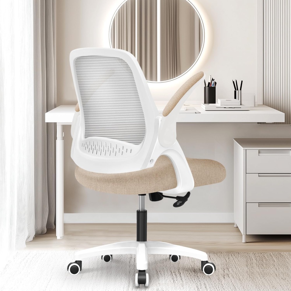 Office Desk Computer Gaming Chair with Ergonomic Lumbar Back Support Flip-up Padded Armrest Adjustable Height and Wheels