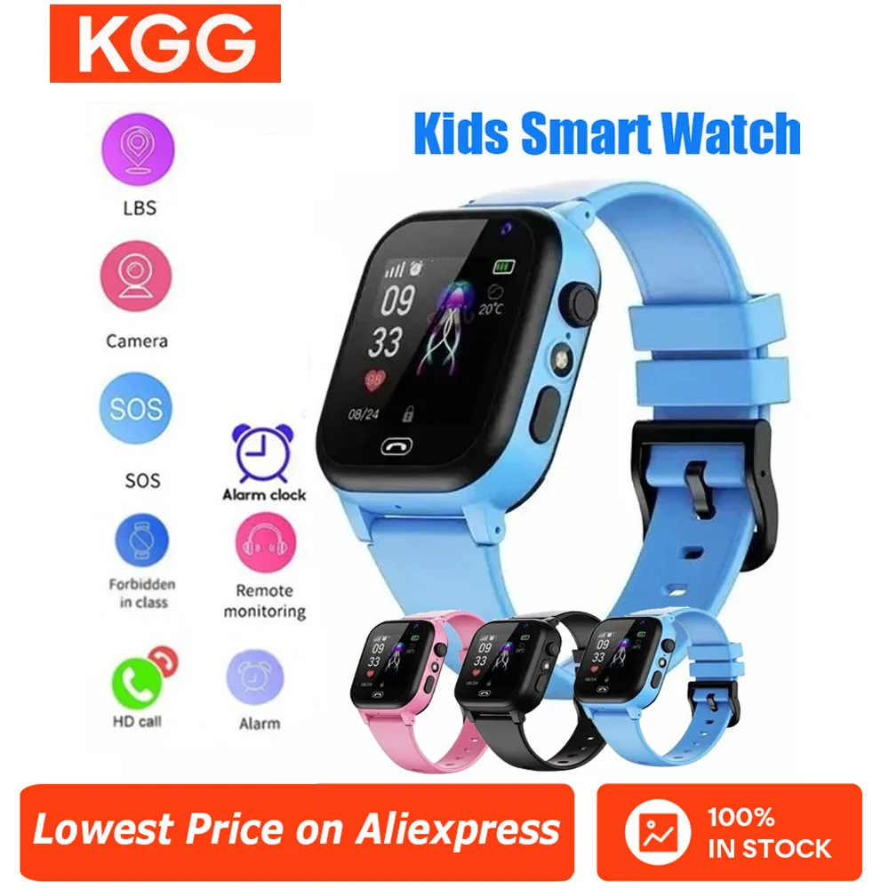 Montre connectée SOS LBS pour enfants, smartwatch étanche IP65, avec emplacement, carte SIM, appel, caméra, pour garçons et filles, cadeau