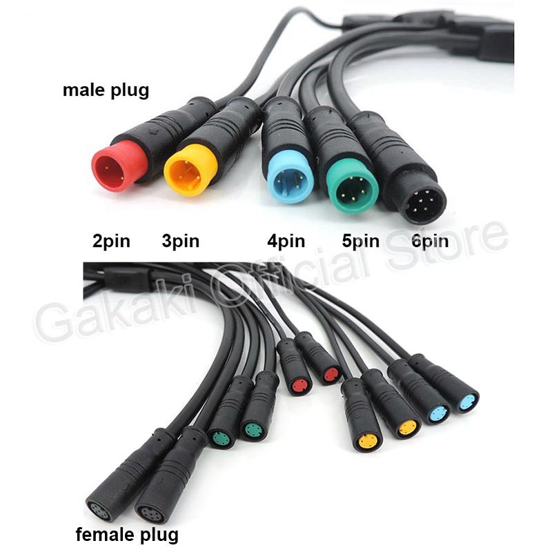 2 pines, 3 pines, 4 pines, 5 pines, 6 pines, 1 macho a 2 hembra, enchufe para bicicleta eléctrica para Sensor de señal de freno de patinete, Cable divisor M8 Y para bicicleta eléctrica