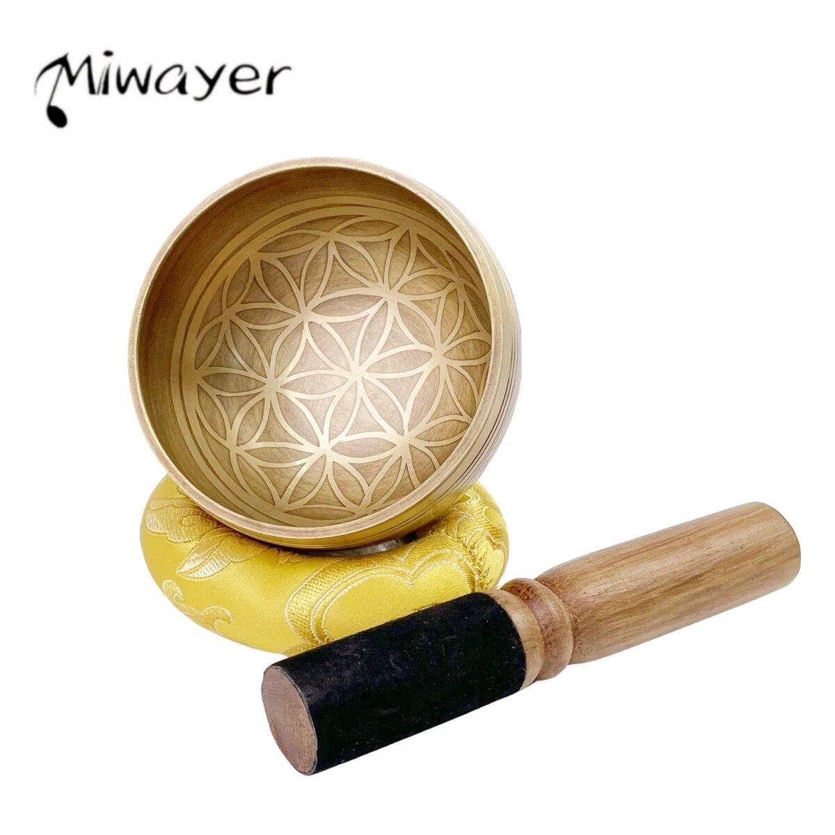Miwayer tibetisches Klangschalen-Set, Blume des Lebens, einzigartiges Geschenk, hilfreich für Meditation, Yoga, Stressabbau, Gebet und Achtsamkeit