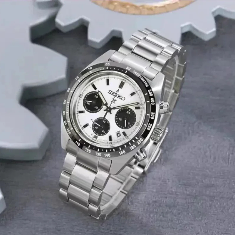 SEIKO Original Automatic SSC813P1 Panda Three Eyes Series  Watch Multi Functional Waterproof Watch Calendar Quartz Men's Watches