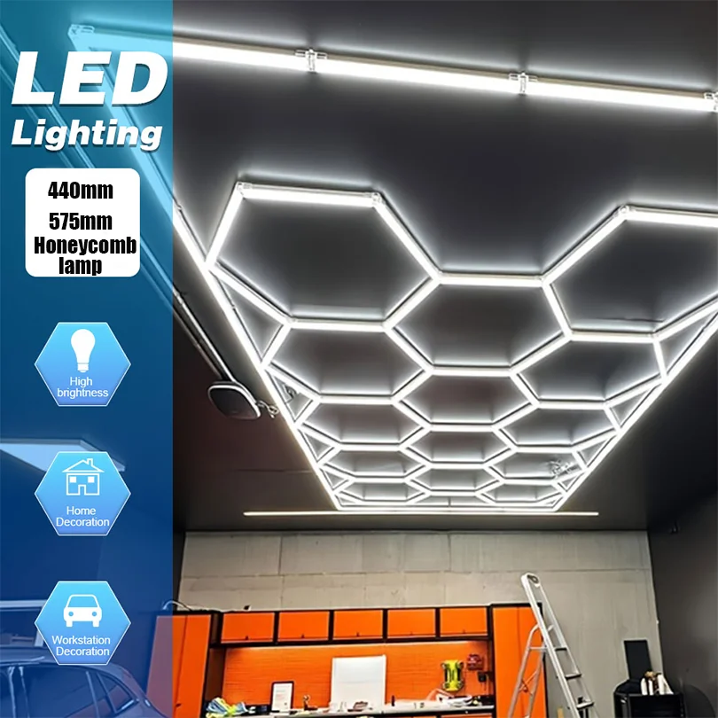 Luz de garagem hexagonal luzes led lâmpada altamente eficiente favo de mel luz led personalizada para barbeiro iluminação de teto oficina