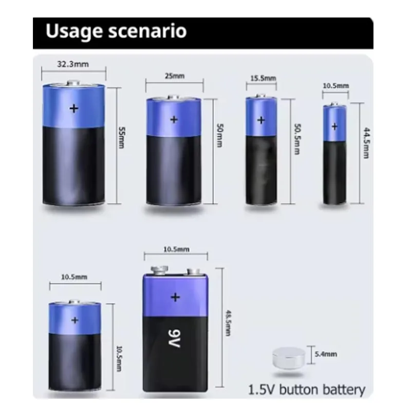 Probador de baterías digital universal: comprobar rápidamente la capacidad de celdas de botón C D N AA AAA 9 V 1,5 V: portátil y fácil de usar