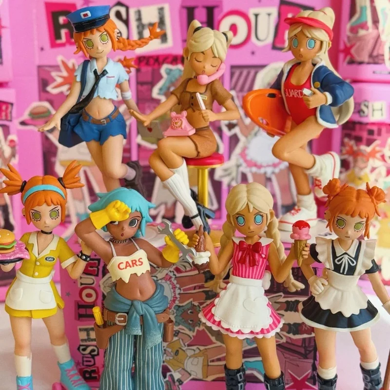 Figuras de acción de caja ciega de la serie Peach Riot Rush Hour, modelo coleccionable de salón de crema Poppy-Lce, regalo sorpresa