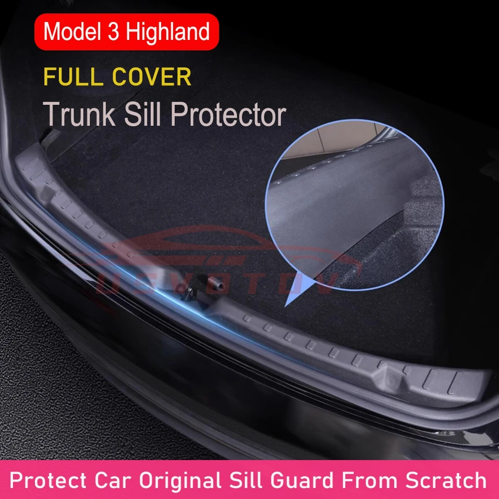 Para tesla modelo 3 highland 2024 2025 protetor do peitoril do tronco organizador anti-risco esteira de carga limiar tira guarnição proteção guarda