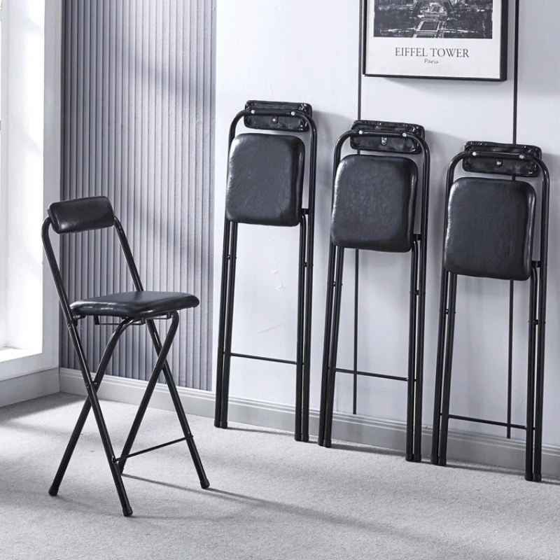 Portable Folding Bar Chairs High Foot Counter Chair with Backrest Compact Reception & Fishing Seat Lightweight Bistro Stools