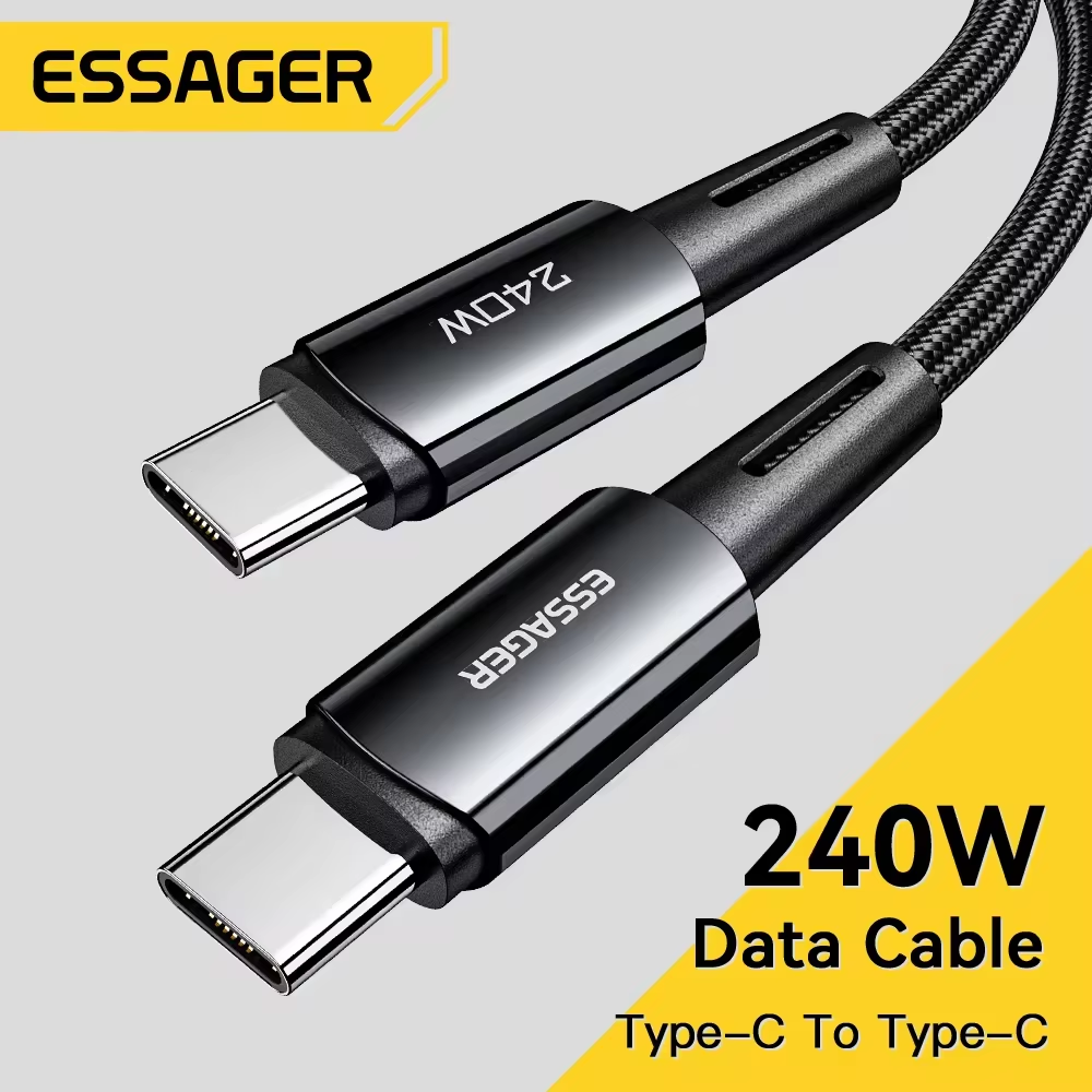 Essager 240W carga súper rápida tipo C 67W Cable USB de carga rápida 6A para Xiaomi 12Pro Redmi K50 Note 11Pro Black Shark 5Pro