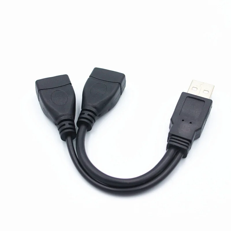 1 enchufe macho a 2 enchufes hembra USB 2,0 línea de extensión Cable de datos adaptador de corriente convertidor divisor Cable USB 2,0 15/30cm
