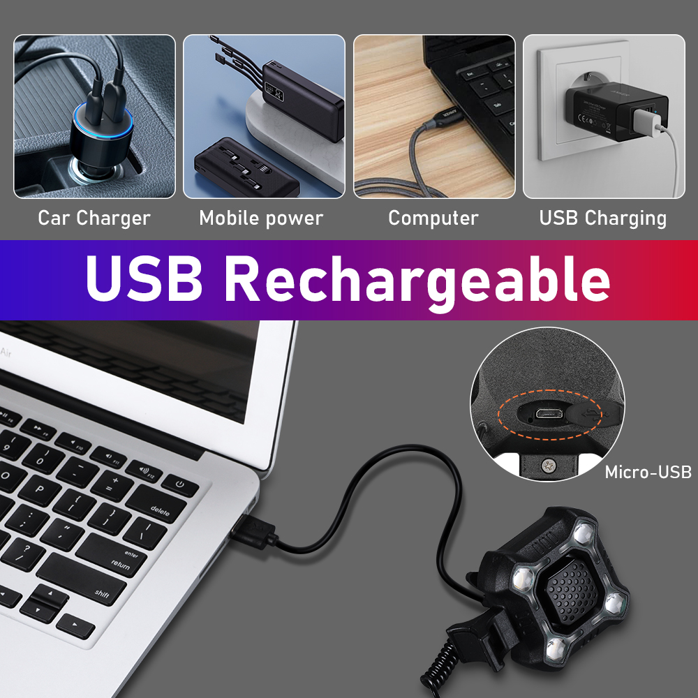 Awapow 自転車ライト電子ベル 140dB 自転車警報ホーン USB 充電サイクリング警告ランプサイクリングヘッドライト安全乗馬