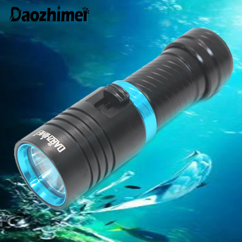 Chống Thấm Nước IPX8 Đèn Pin Lặn XM -L2 LED Chân Vịt Lặn Lặn Ánh Sáng 100M Chống Nước Đèn Lồng Cắm Trại Câu Cá Đèn Pin LED