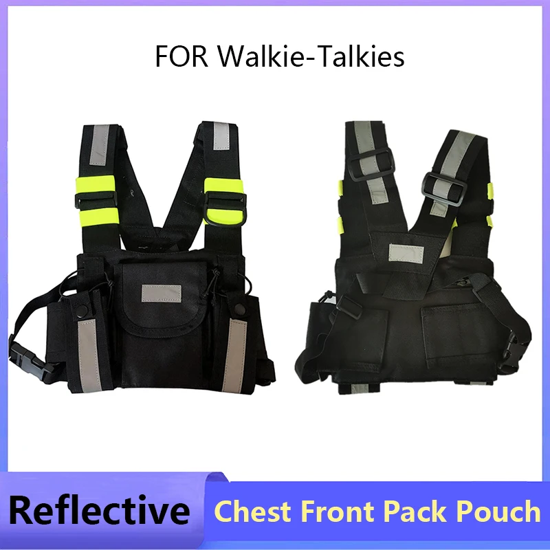 Walkie Talkies Front Pack Pouch Case Radio Shoulder Holster Two Way Radio Reflective Chest Harness Holder Bag Vest Rig Drop Ship