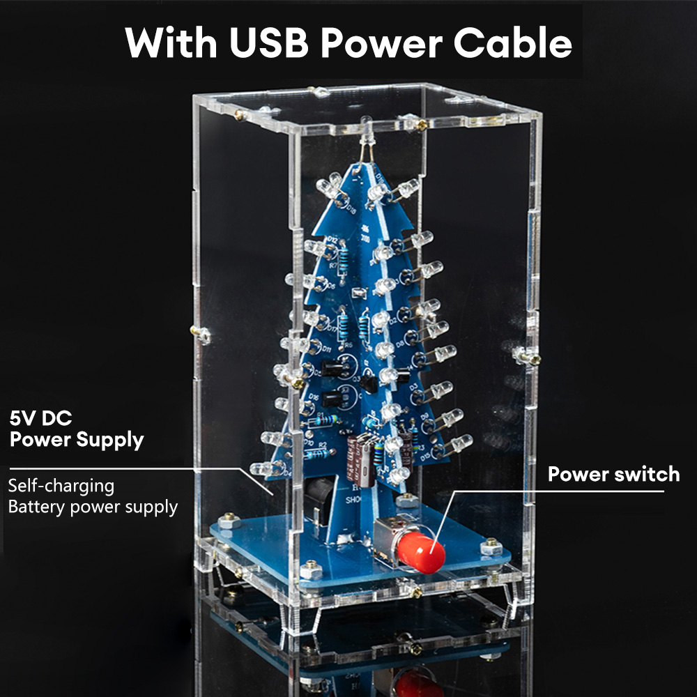 Three-Dimensional 3D Christmas Tree LED DIY Kit Colorful LED Flash Circuit Kit Electronic Fun Suite