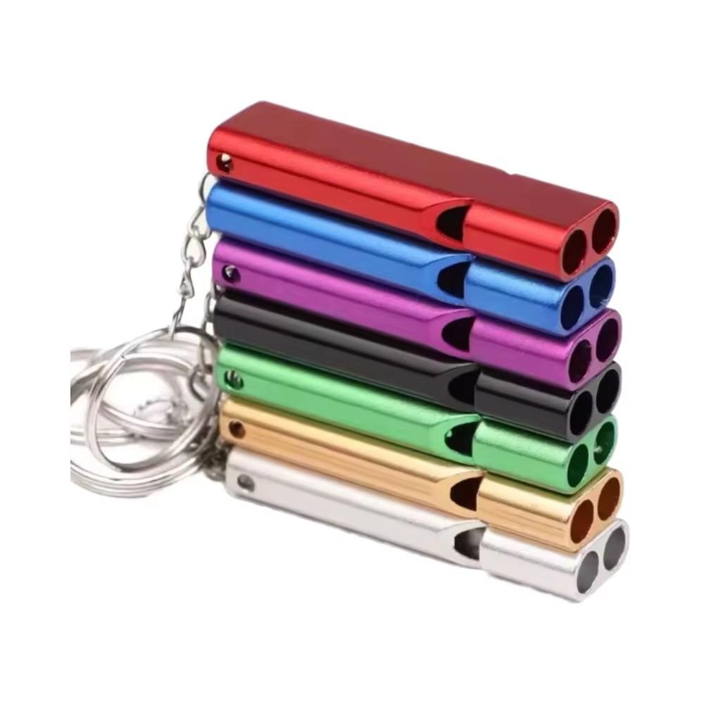 Sifflet en alliage d'aluminium, Double fréquence, sifflet de survie, Double Tube, survie en plein air, outil d'équipement d'urgence