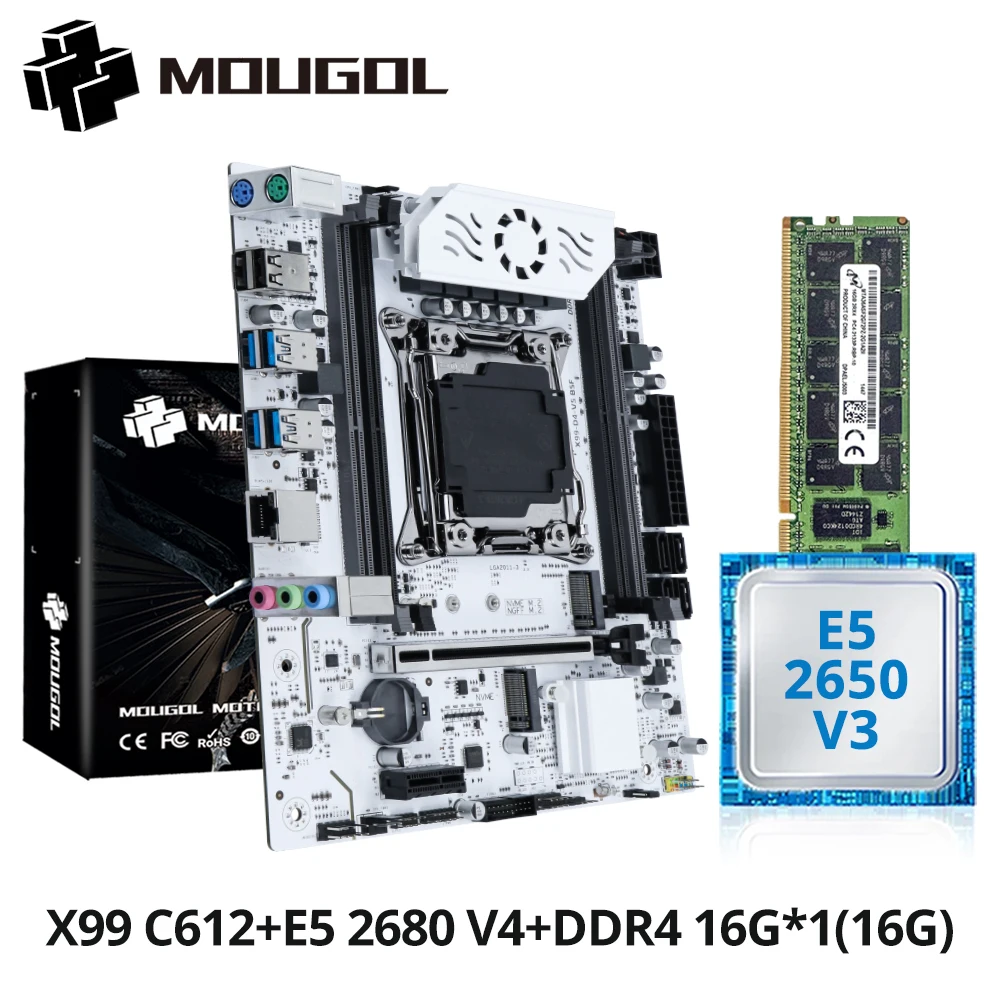 Molde x99 kit placa-mãe chip c612 com cpu e5 2650 v3 e ddr4 16g * 1 2133mhz memória ram nvme pcie3.0 para computador desktop