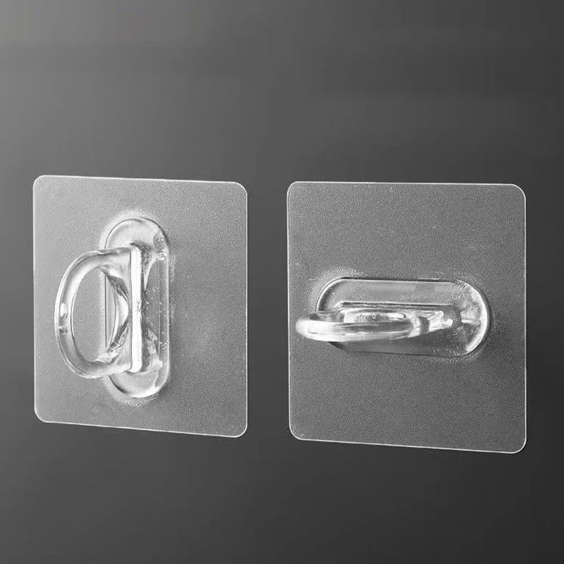 Gancho de anillo transparente para almacenamiento de cinta, sin perforación, suministros de almacenamiento de inodoro, resistente al agua y al óxido, 5 uds./10 Uds.