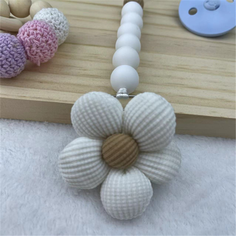 Baby Pacifier Chain Five-petal Flower Pacifier Clips Silicone Bead Newborn Dummy Nipple Holder Clips Infant Pacifier Holder