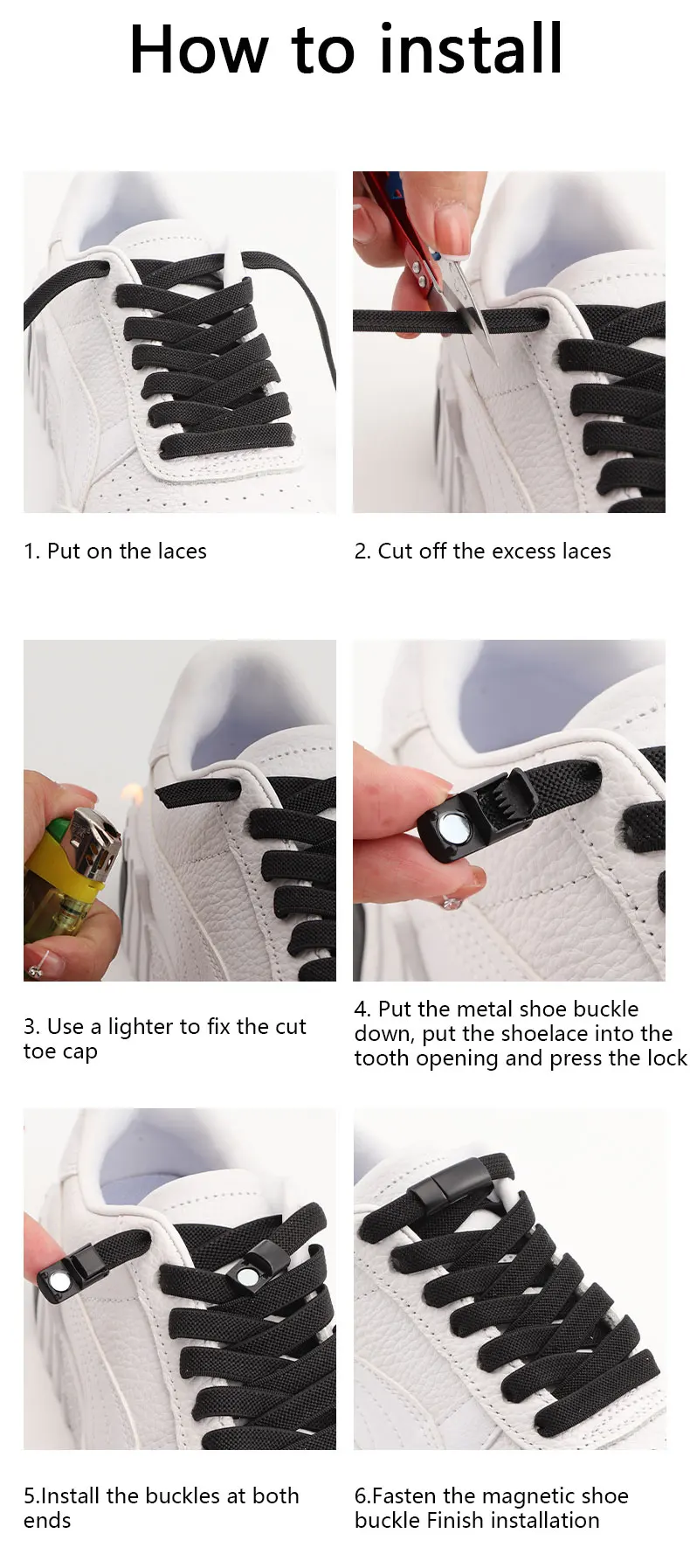Lacci delle scarpe senza cravatta lacci magnetici per scarpe Clip lacci elastici piatti scarpe da ginnastica Casual donna uomo bambini lacci delle scarpe accessori