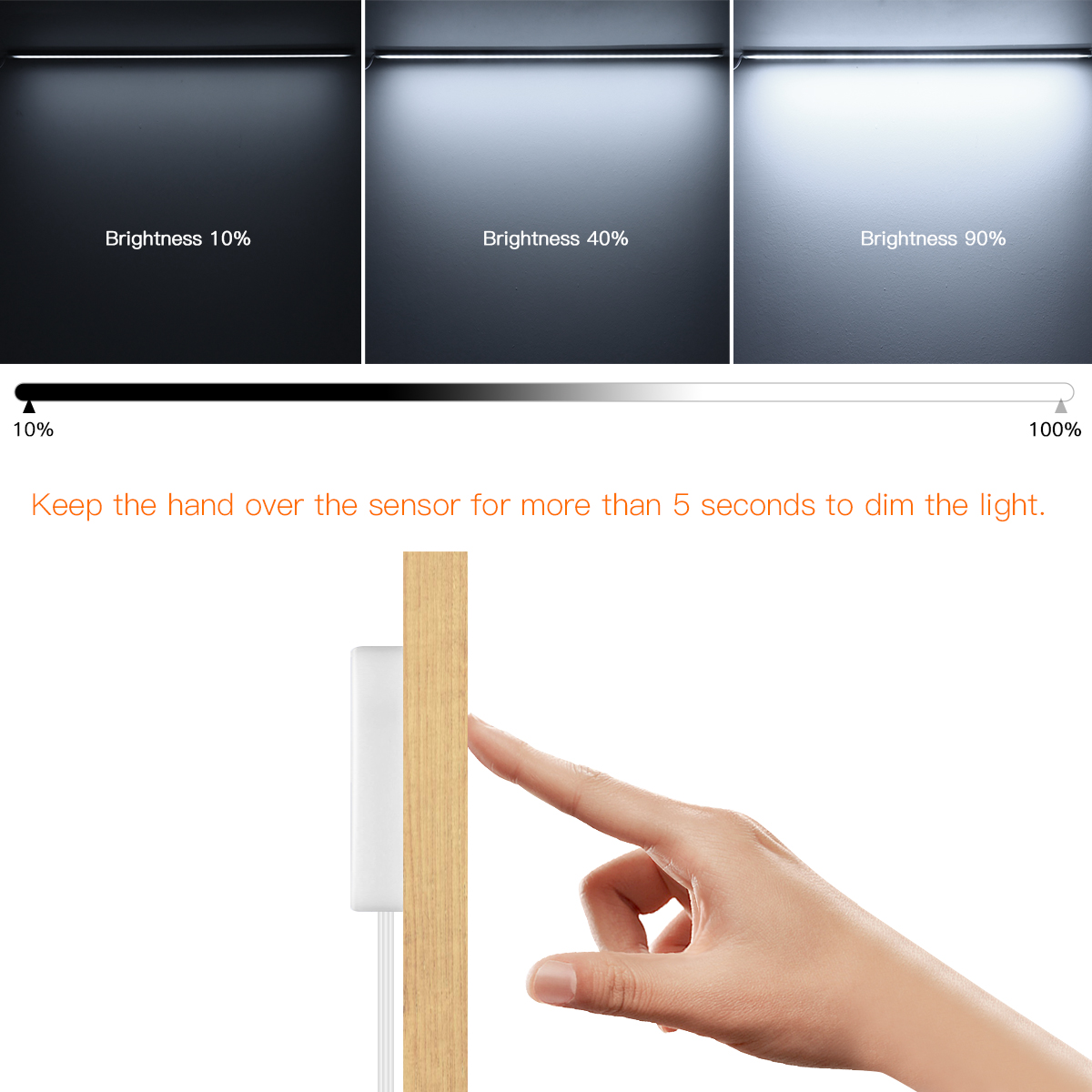 Bande lumineuse LED avec détecteur de mouvement, sans fil, pénétrable, bois, aluminium, interrupteur tactile, barre lumineuse sous-meuble, lampe pour cuisine