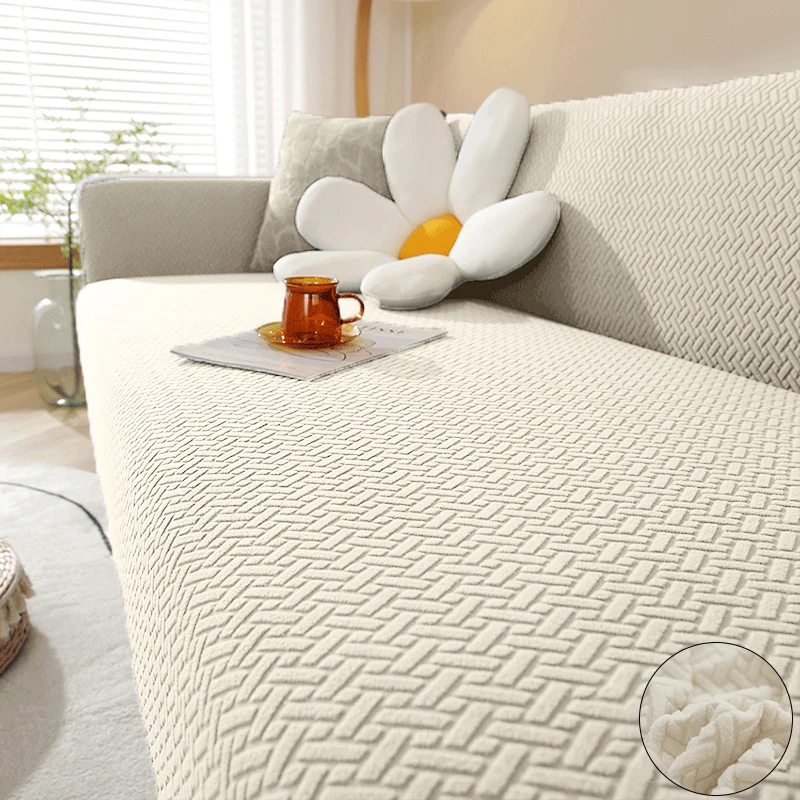 Funda de sofá elástica Jacquard para sala de estar, Protector de sillón Polar elástico, sofá en forma de L, 1/2/3/4 plazas, hogar