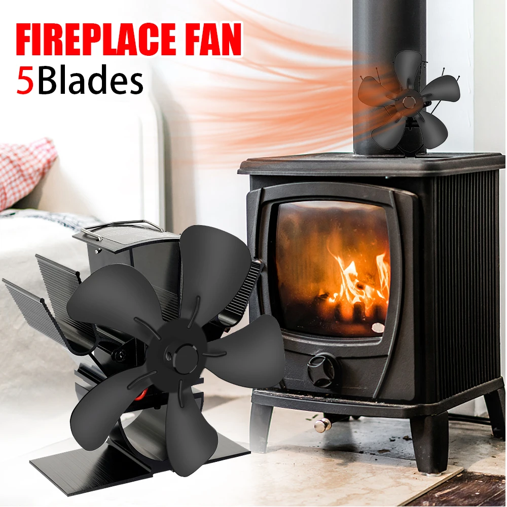 Mini ventilador de fogão movido a calor ventilador de lareira log queimador de madeira eco-ventilador silencioso 5 lâminas ventilador de lareira casa inverno distribuição de calor quente