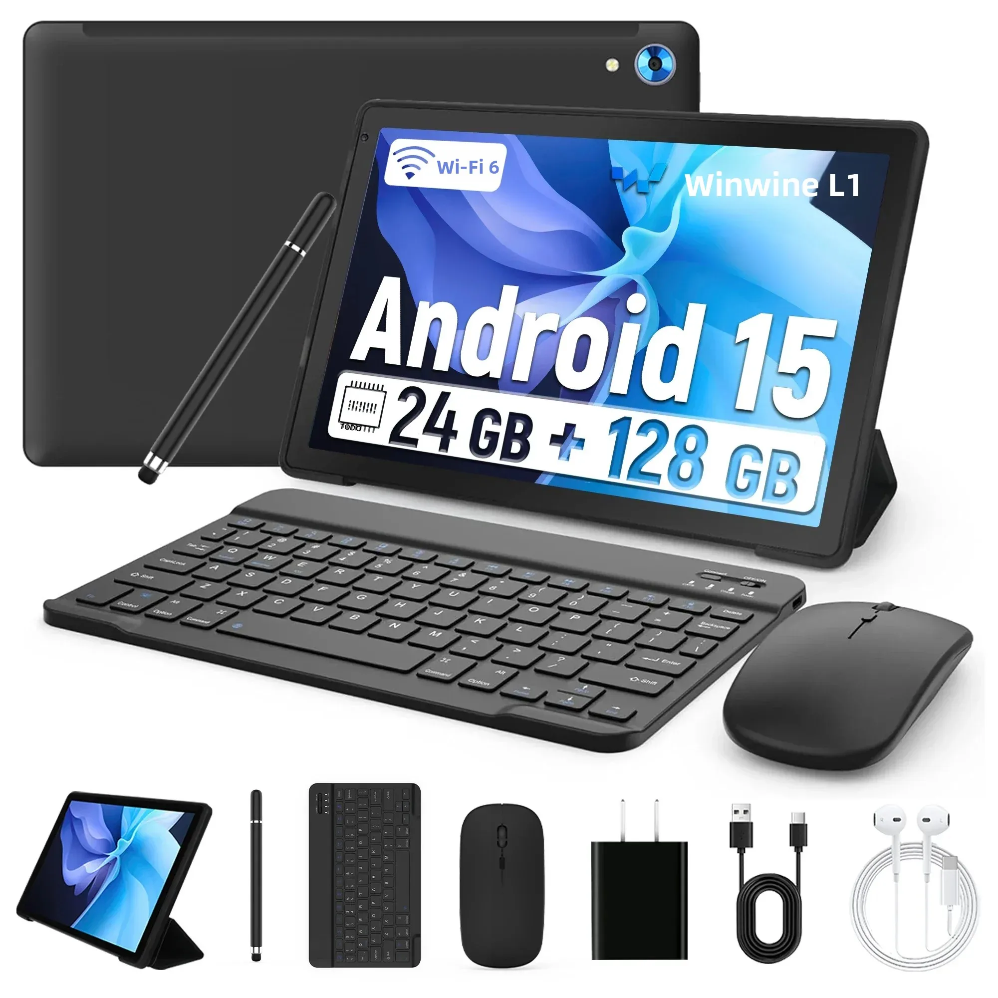 Uero c101l 10 Polegada android 15 tablet a523 octa núcleo comprimidos 24gb + 128gb 1 tb expansão wifi 6 5mp + 8mp câmera teclado mouse conjunto