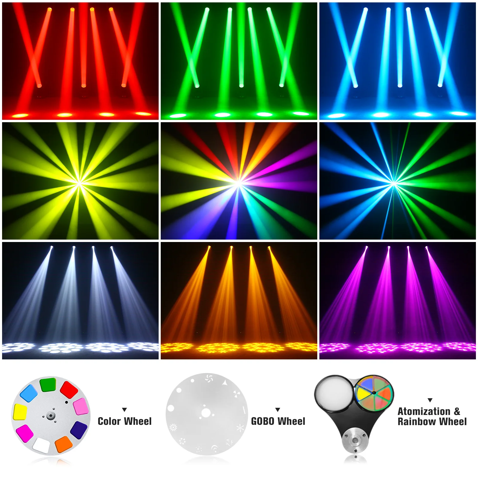 U'King 150 W Beam Moving Head Licht Rotierend 18 Prismen 14 Gobos LED Regenbogeneffekt Zoom Bühnenlicht DMX512 für DJ Disco Show Bar