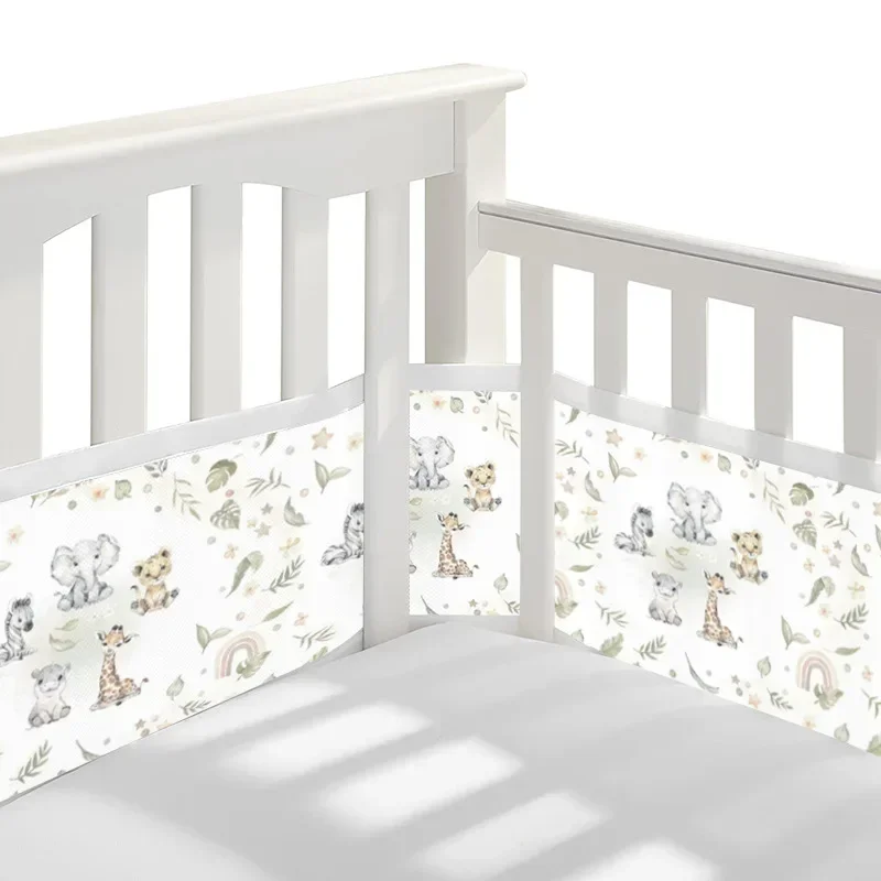 2Pcs/Set  Baby Breathable Mesh Crib Girth Comfortable For 4 Panel Crib Bed Circumference Around Protector Baby Mesh Crib Bumper