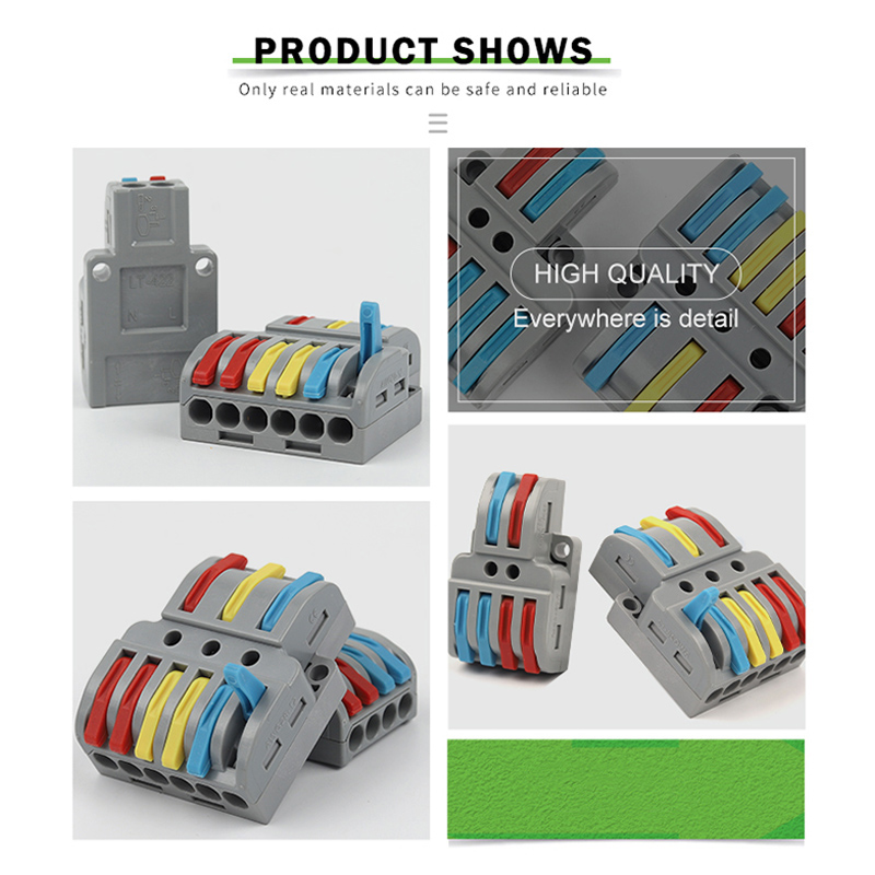 Mini conectores de cableado rápido, divisor compacto Universal, Cable eléctrico, conector de conductores push-in con bloque de terminales de palanca
