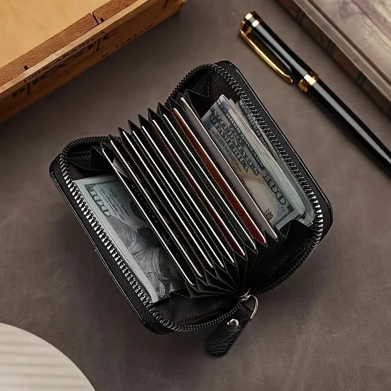 Vintage Style Compact PU Leather Wallet - Multiple Card Slots, Portable Credit Card Holder