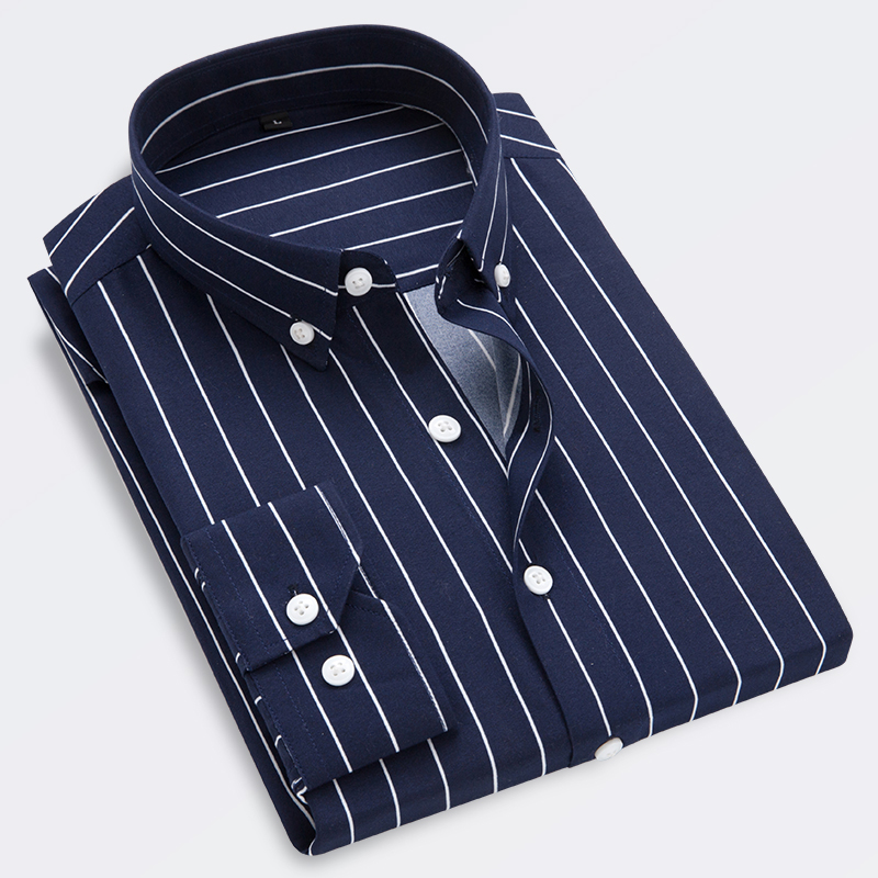 M-5XL 2023ฤดูใบไม้ร่วงใหม่ผู้ชายลายเสื้อลําลองแขนยาวSlim FitเกาหลีEditionธุรกิจอย่างเป็นทางการLaydownเสื้อ