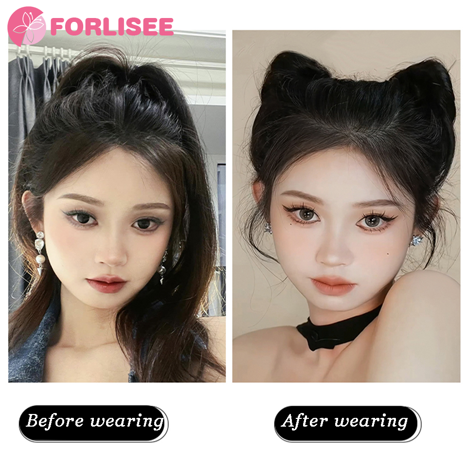 Forlisee-女の子のためのカーリーヘアバン、クリップスタイル、ブラウン、ブラック、合成、ヘアタイ、ラップ、アイスティック、ポニーテール、ストレートヘアバンド