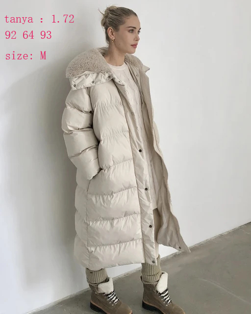 2025 Abrigo con cuello de piel de invierno para mujer Parkas largas gruesas y cálidas con estilo negro marfil gris