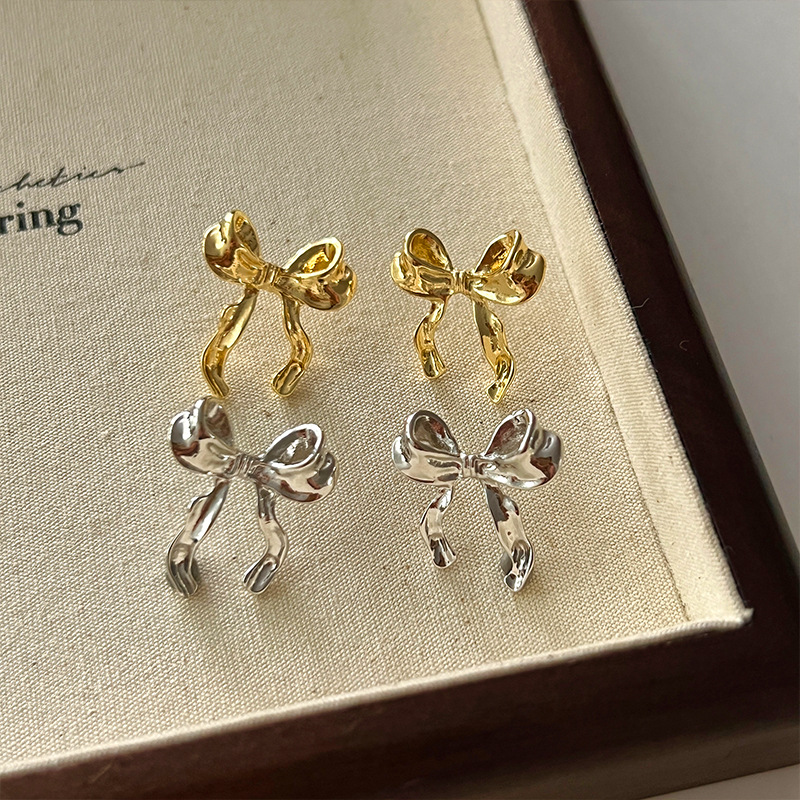 Pendientes con nudo de lazo de estilo dulce y fresco para mujer, joyería sencilla y elegante, regalos, envío directo