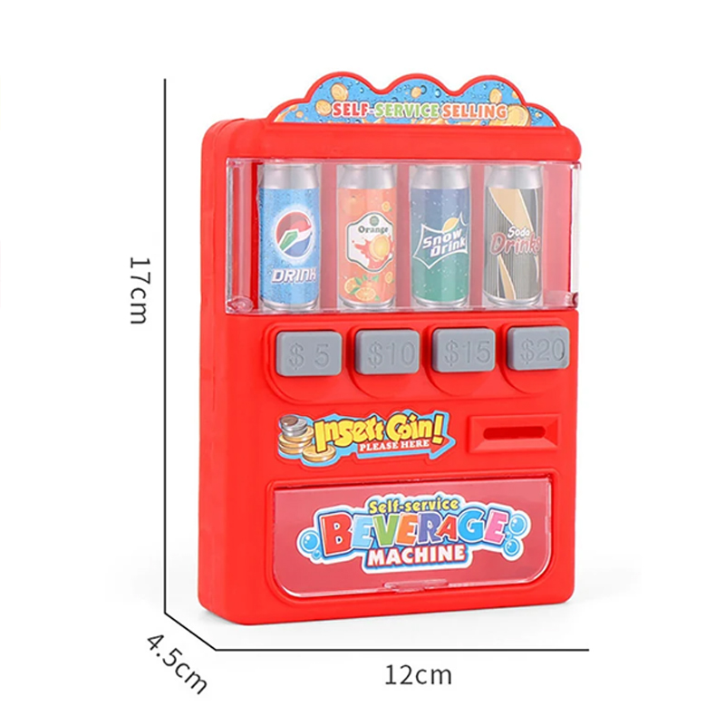 Máquina de venda automática de bebidas simuladas para crianças, brinquedos para compras operadas por moedas, brinquedos educativos para presente