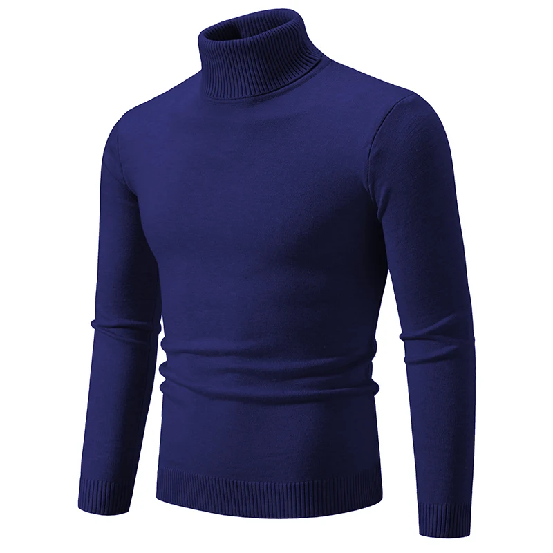 Nowe zimowe grube męskie swetry z golfem Casual Turtle Neck Solid Color Quality Warm Slim Turtleneck Sweaters Pullover Men