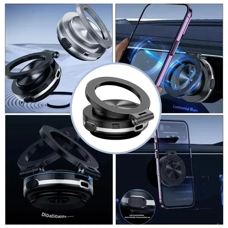 360° Rotation Magnetic Vacuum Car Phone Holder Suction Cup Foldable GPS Stand Bracket For Magsafe iPhone1614 13 12 Pro Max Mount