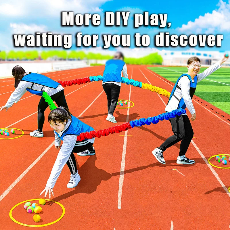 Juegos al aire libre, construcción de equipos, desarrollar juguetes de entretenimiento deportivo, cuerda elástica para niños, círculo para correr, cuerda sensorial