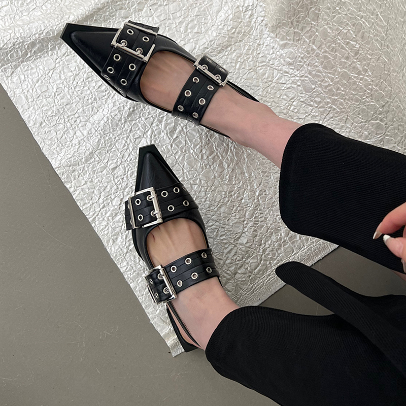 ผู้หญิงแบนรองเท้า 2025 Designer Luxury BUCKLE แฟชั่นสุภาพสตรีรองเท้า Slingback Pointed Toe Casual หญิงรองเท้าแตะล่อ