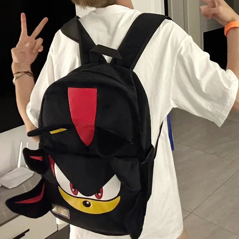 Mochila para amantes de dibujos animados, bonita mochila escolar de felpa para niños y niñas, viaje de gran capacidad con negro fresco