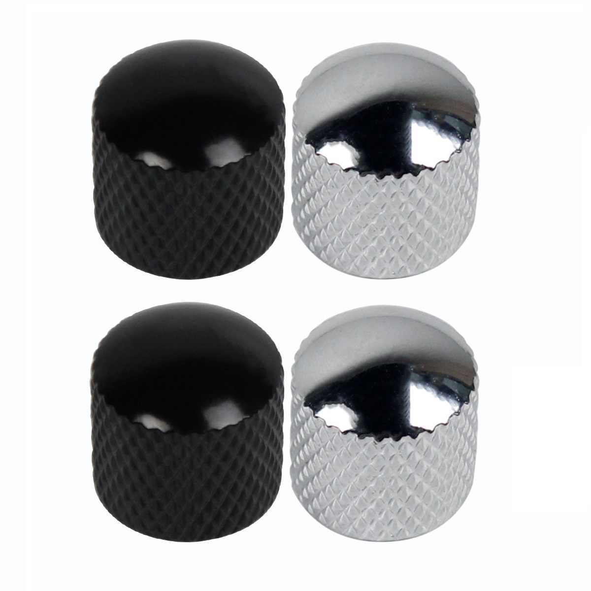 FLEOR 4 Uds. Perillas de Control de Metal para bajo y guitarra con tapa de cúpula, color cromado/negro a elegir