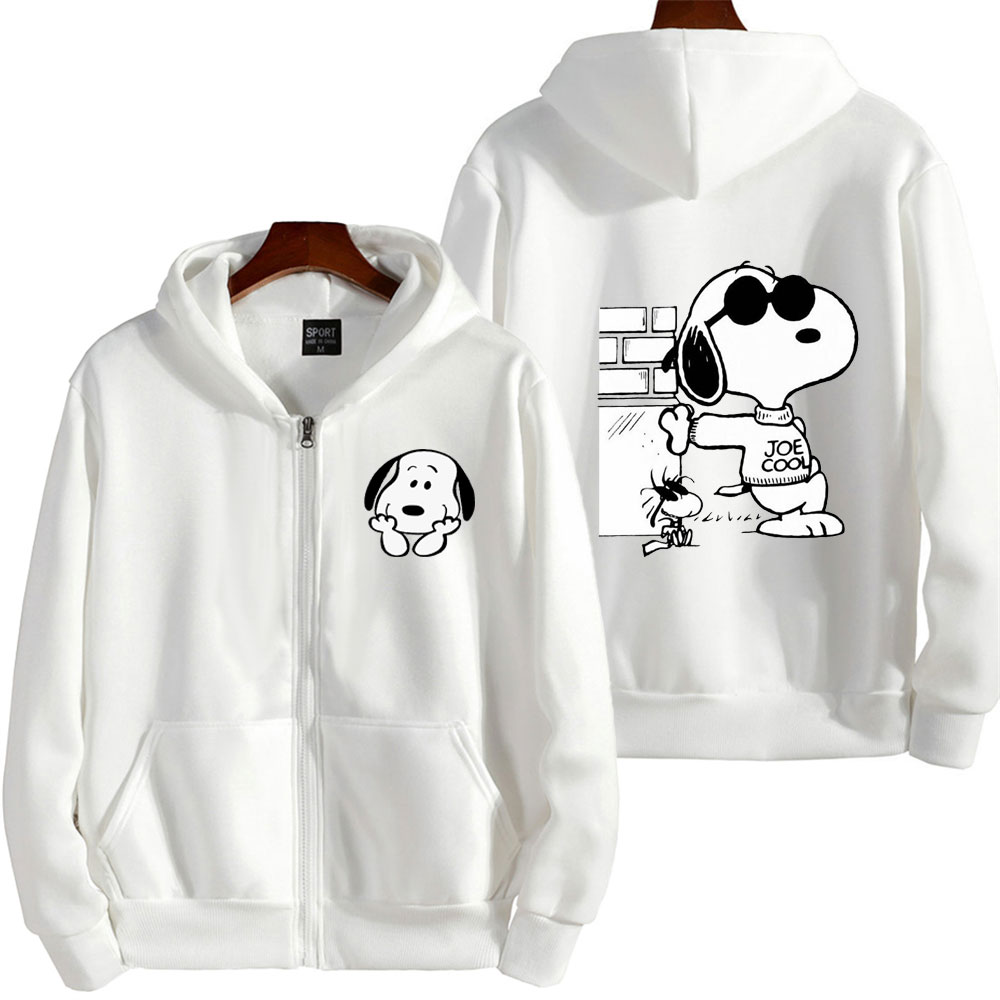 Snoopy mujeres cremallera Sudadera con capucha dibujos animados Anime primavera otoño hombres sudadera de gran tamaño 2024 nueva moda gris pareja chaquetas abrigos