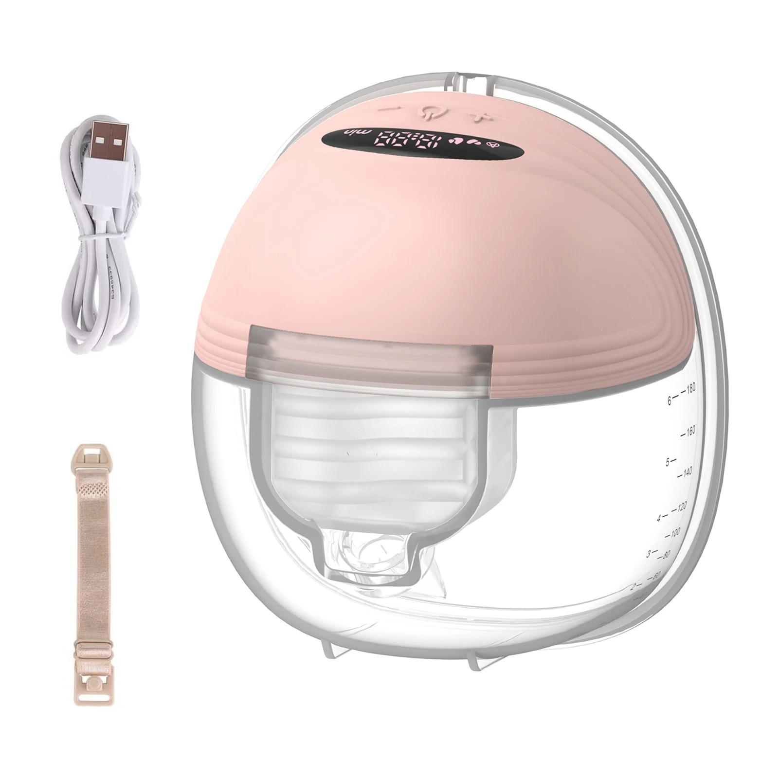 Portable Electric Breast Pump Wearable for Breastfeeding Hands Free 3 Modes 12 Suction Low Noise with 24mm Silicone