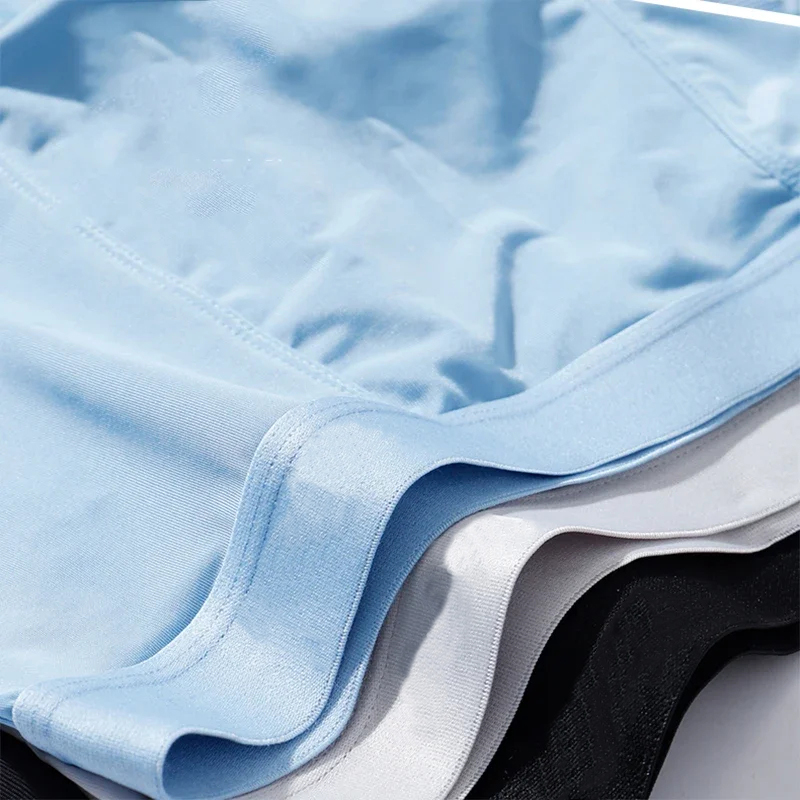 3-pack set zomer ijszijde heren boxershorts sexy ultradunne man ondergoed ademend zacht heren slipje zwart blauw lichtgrijs
